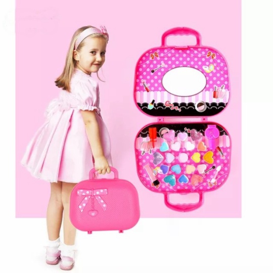

Mainan anak make up set 2in1 makeup bag safe non toxic washable Limited