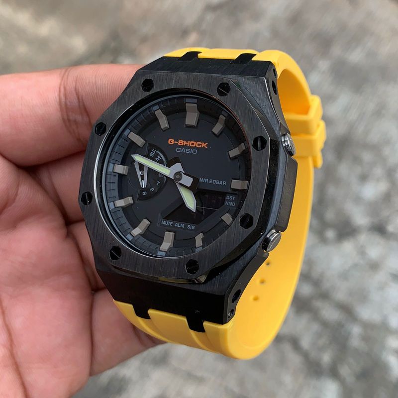 TERMURAH TERLARIS G-SHOCK GA-2100 ORIGINAL CUSTOM MOD AP YELLOW BLACK ORANGE