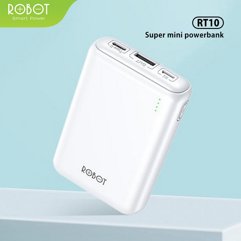 PowerBank ROBOT 10000mah RT10 Dual Input Port Type C &amp; Micro USB Original - Garansi Resmi 1 Tahun