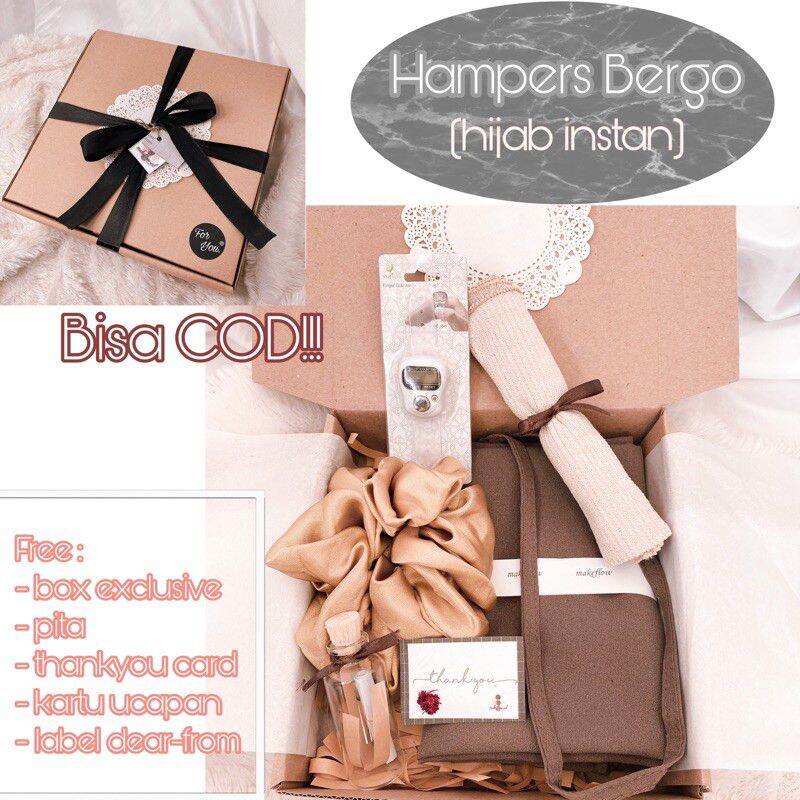 

HAMPERS HIJAB Instan/Pashmina BERGO/Ceruty Babydoll/ LEBARAN / ULANG TAHUN / WISUDA