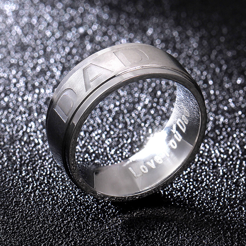 Hu Hu Hu Hu Hu Alat Bantu Pasang Kacamata♡ Cincin Stainless Steel Motif Ukir Tulisan Dad Untuk Hadiah Hari Ayah