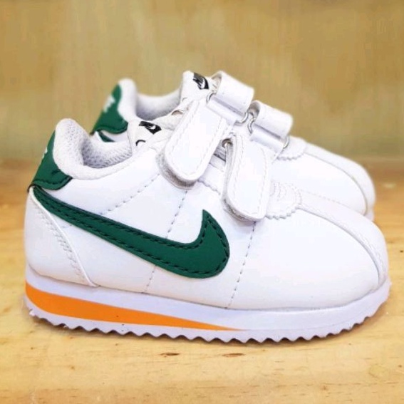 sepatu sneakers anak kids nike Cortez velcro perekat putih hijau cewek cowok 21-35