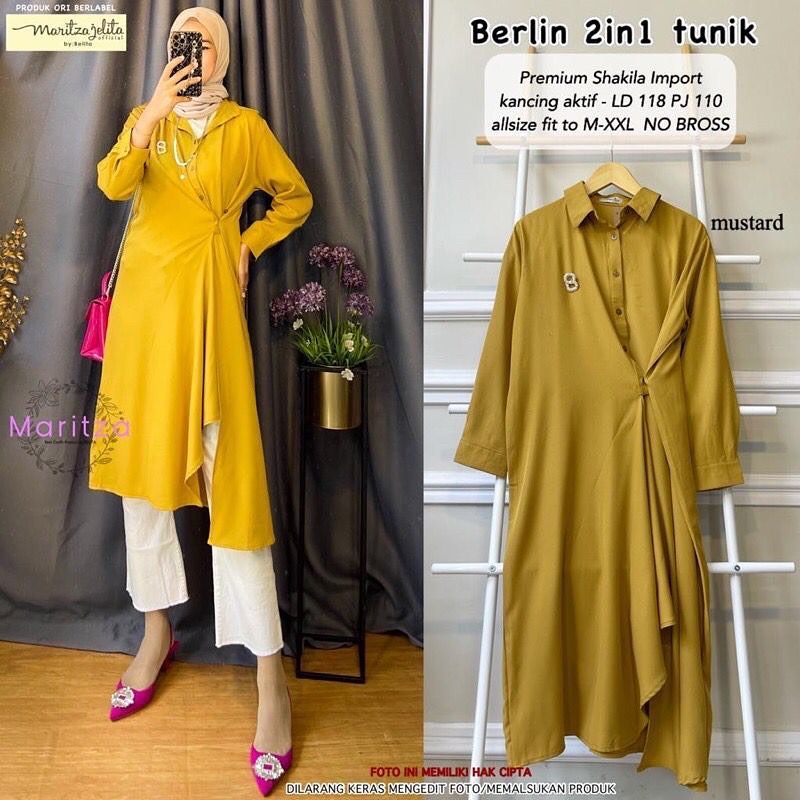 PROMO BERLIN 2IN1 TUNIK OVERSIZE Terbaru 2023 Terlaris Tunik Wanita Jumbo Atasan Wanita Tunik Kekini