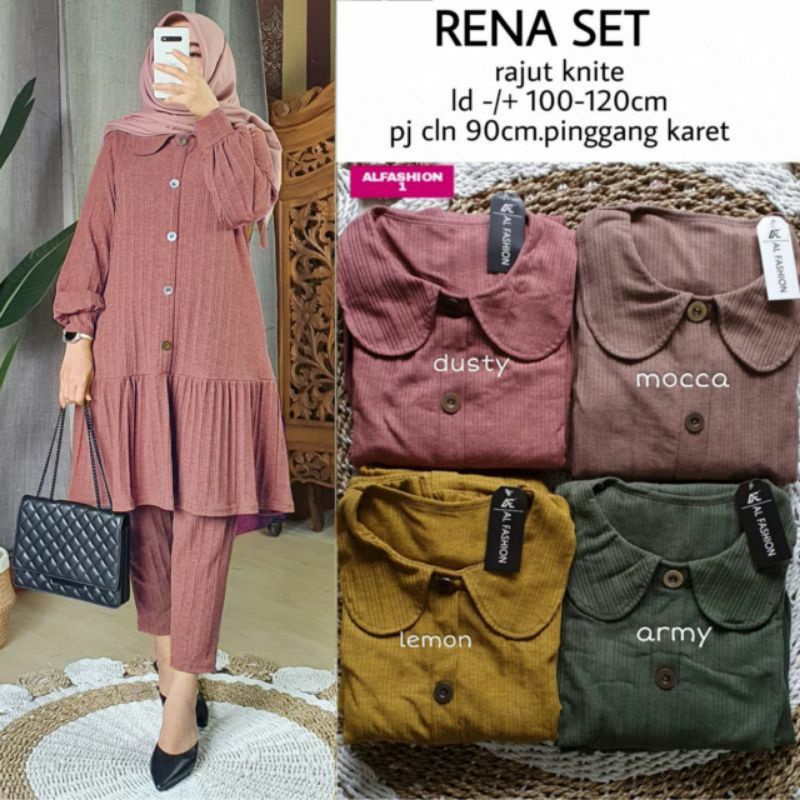 Baju Setelan Wanita Bju Setelan RenaSet Fashion Muslim Cewek Set Wanita Jumbo Oneset Murah Setcel Po