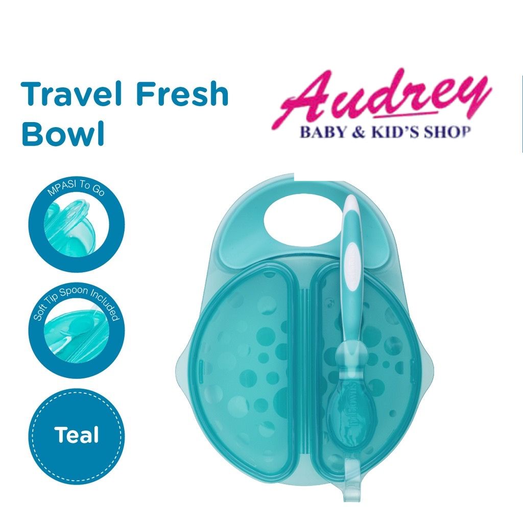 DR BROWNS Travel Fresh Bowl and Snap In Spoon / Tempat Makan Anak / Kotak Makan Anak / Mangkok / Empasi