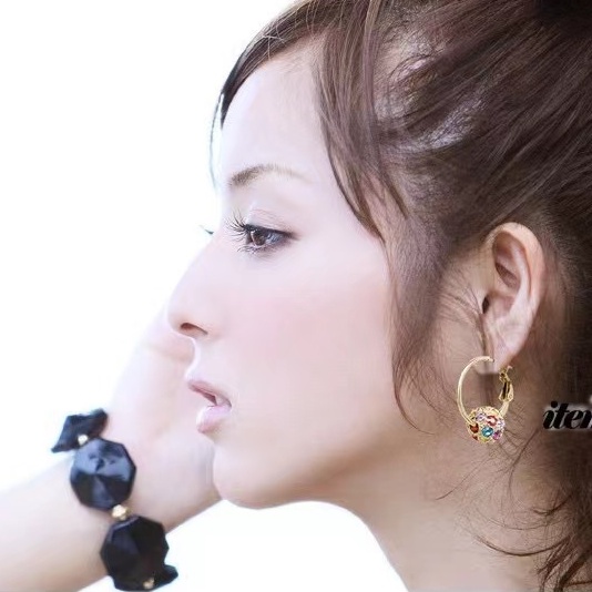 (Hello Girl)E26 Anting Bola Bola Diamond Fashion Wanita Stud Earrings Import