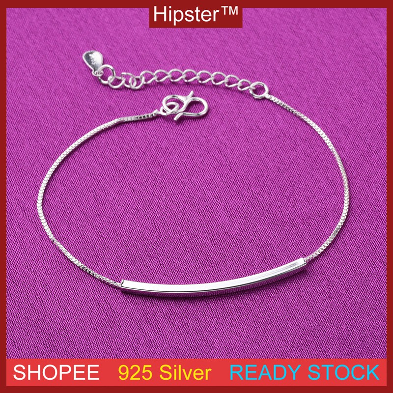 Asesoris Fashion S925 Sterling Gelang Perak Desain Sederhana dan Serbaguna