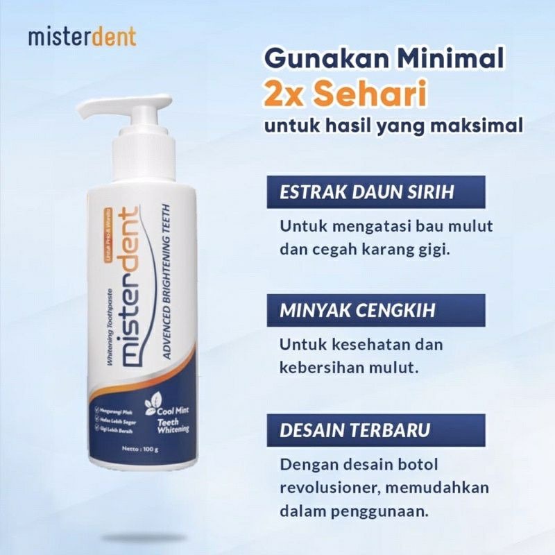 MISTERDENT Original Brightening untuk Pemutih Gigi Dan Mencerahkan Gigi Isi