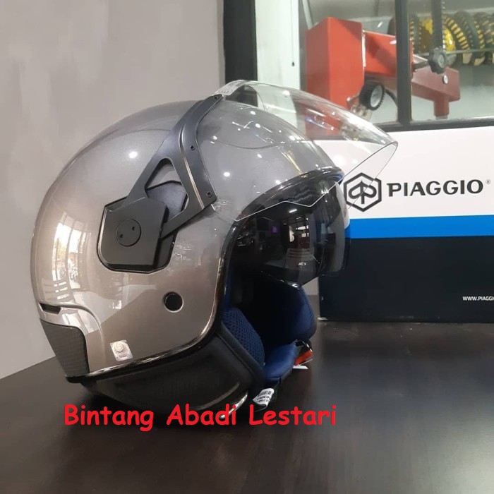 helm piaggio vespa gray metalic original
