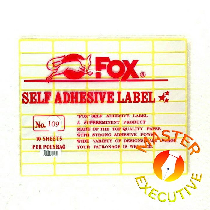 [Pak - 10 lembar] Fox Label Stiker 109 / Undangan / Nama / Self Adhesive Sticker