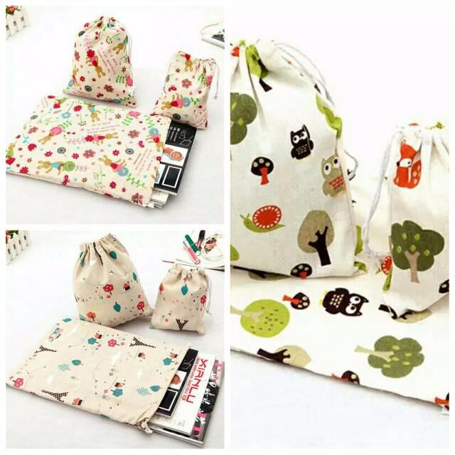 Bunny n Tree Kecil / Kantong Serut Kain Owl