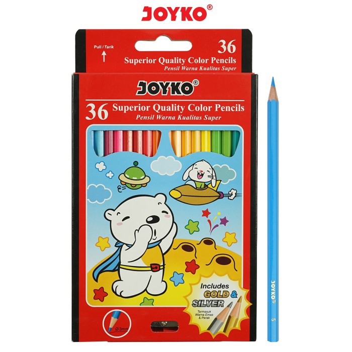 

Joyko CP-36PB 36 Colours Long Color Pencil Pensil Warna Pinsil Warna Klasik Original CP36PB