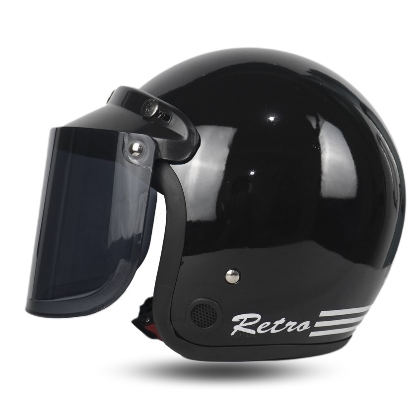 Helm Bogo Dewasa Wanita Pria Cewek Cowok Motor Sni Helem Retro Klasic Classic Cod Warna Hitam