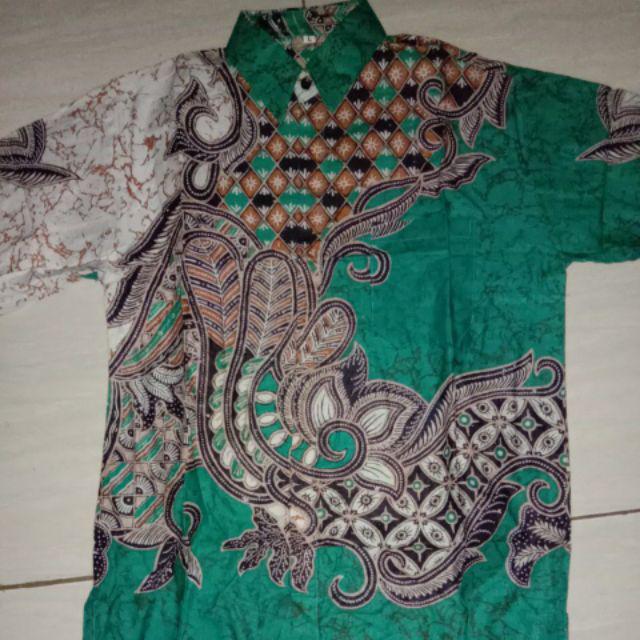 Kemeja Batik Pria Lengan Pendek Size M L Xl Xxl Bswart Batik Hrb026 Kenongo Hem Batik Padi