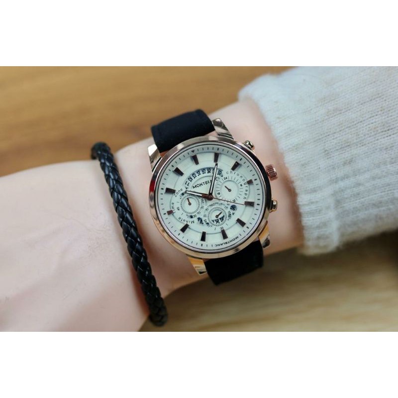 MONTBLANC Jam Tangan Pria Analog Leather Strap 43mm