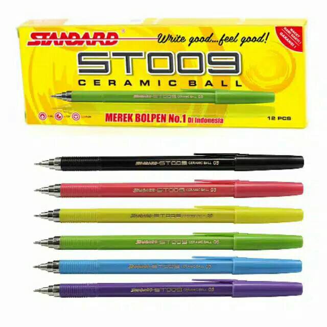 

Pulpen Standard Ceramic Ball ST-009 Per Lusin Tinta Hitam 0.5 Mm