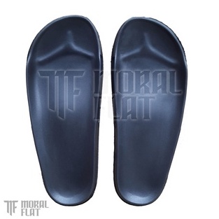 Sandal Slop Casual/Unisex-Moral Flat-All Black Slim Series-Hitam-40 SOL SLIM