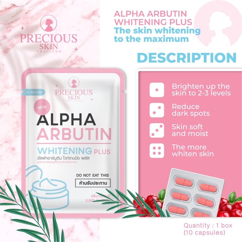 ALPHA ARBUTIN WHITENING 3 PLUS POWDER Pemutih Badan / Bubuk Lotion Precious Skin BPOM