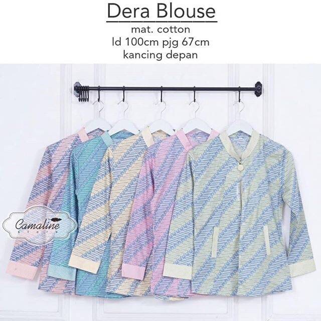 Dera Blouse Blus Layer Pastel Soft Atasan Batik Modern Casual Kerja Seragam Kantor Muslim Cantik