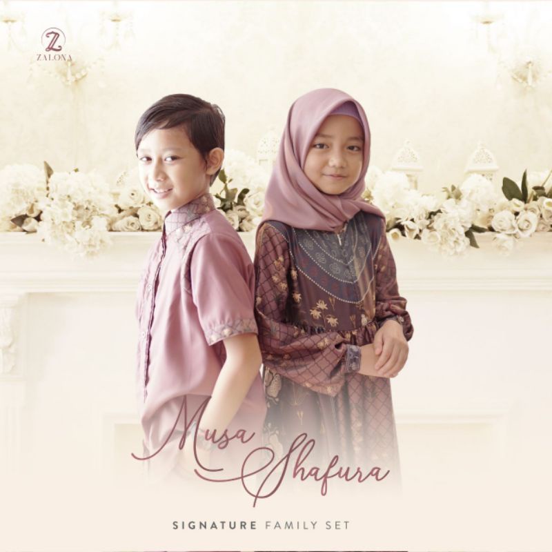 MUSA & SHAFURA ZALONA Sarimbit Family Set Seragam Lebaran Keluarga Ied Series
