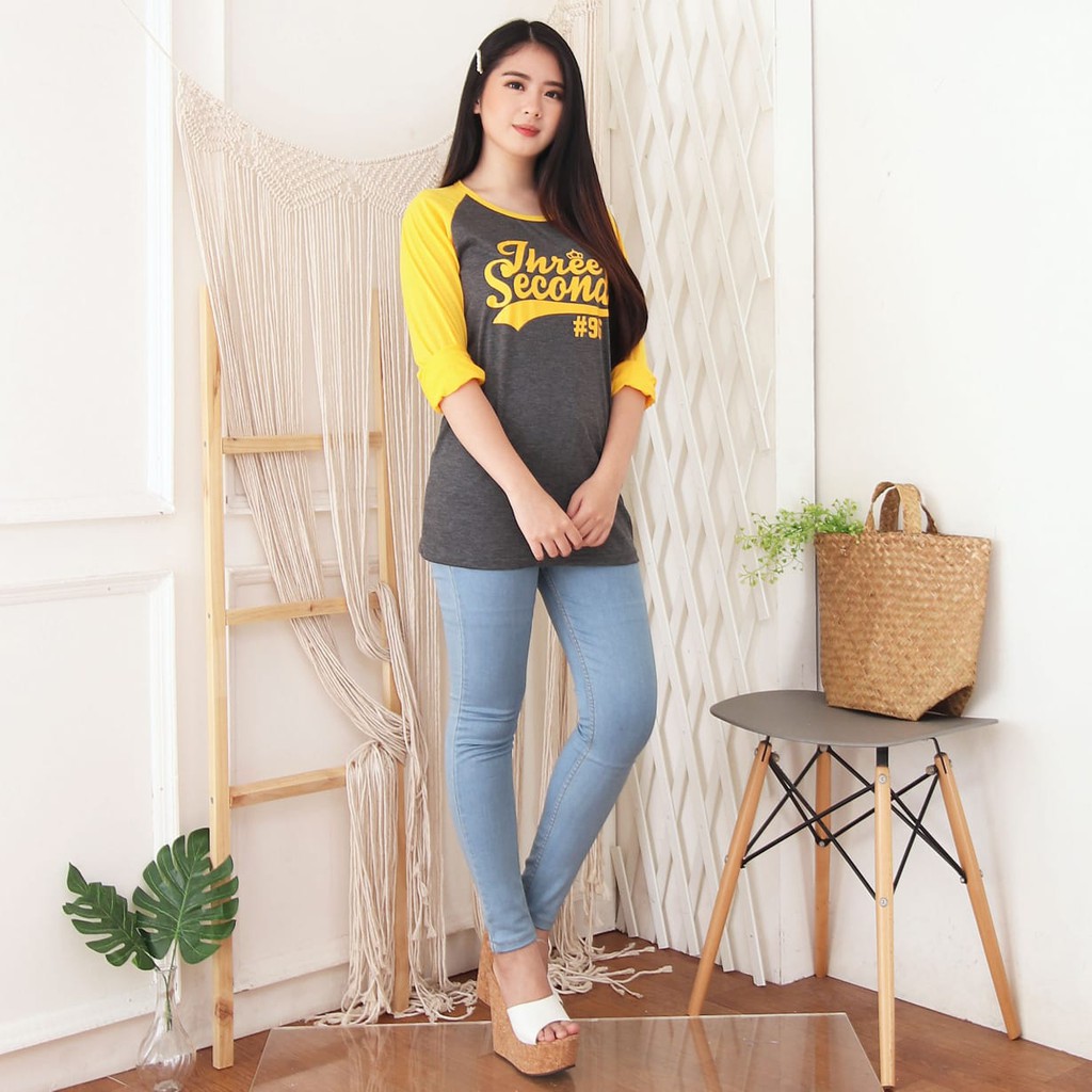 Kaos Raglan lengan panjang | Raglan kombinasi kuning | Ukuran M-L-XL-XXL | Best seller