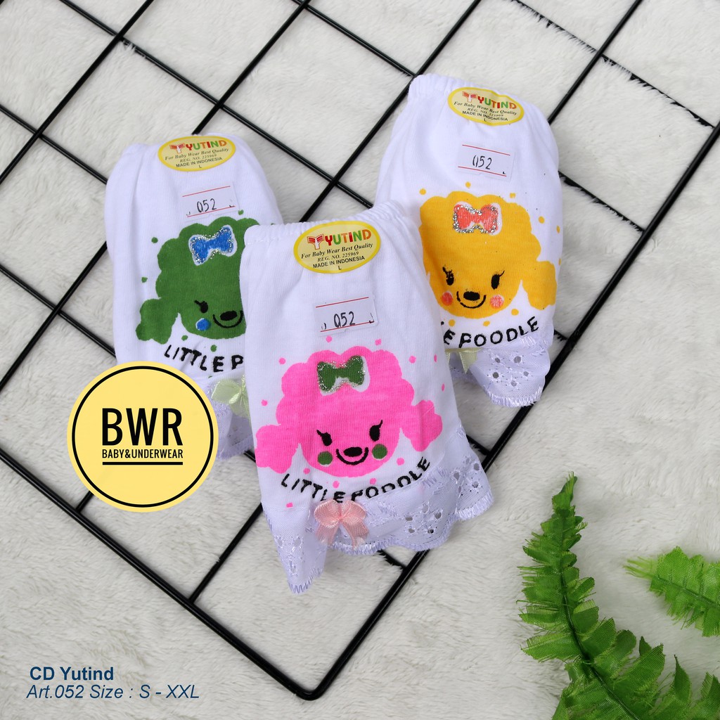 [ 6pc ] CD YUTIND KIDS 052 RENDA | Celana Dalam CD Anak Perempuan Renda Dasar Putih Motif - Bwr