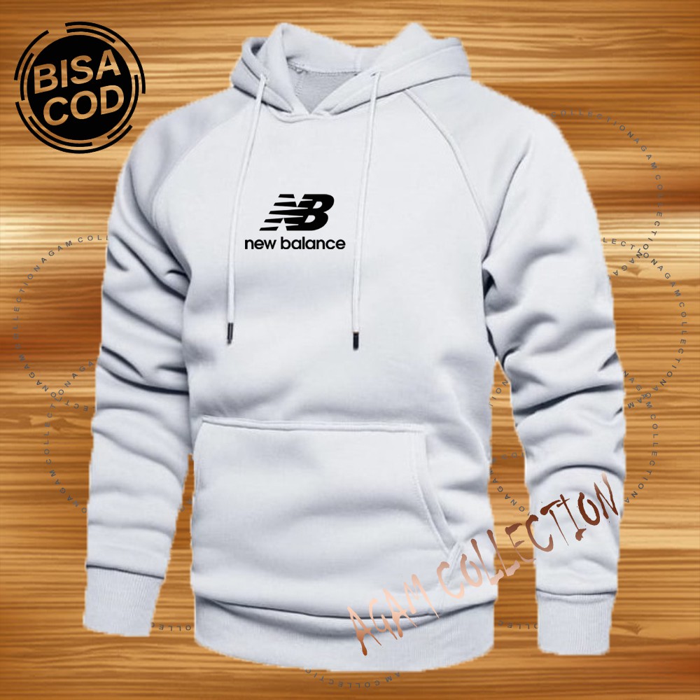 Agam collection Sweater Hoodie Distro New Balance Premium Text Hitam Pria Wanita