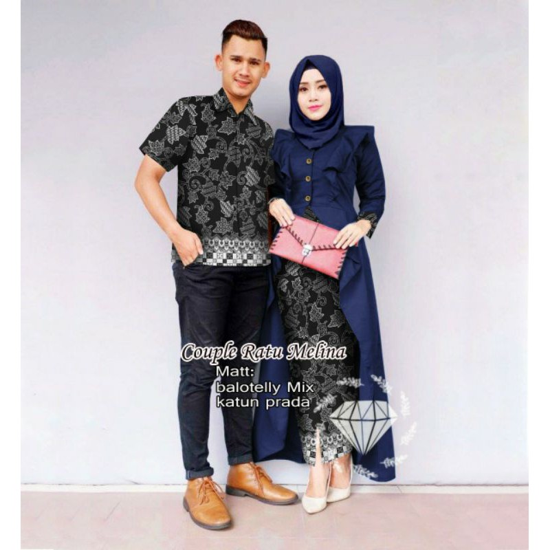 PCS CP RATUMELINA MS FASHION PAKAIAN COUPLE PASANGAN KEMEJA DAN KEBAYA BATIK ADA VIDEO REVIEW PRODUK