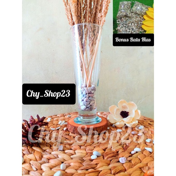 ( Bonus Batu Hias) Vas Bavaria | Vas Kaca Tinggi | Vas Tinggi | Vas Estetik | Vas Bunga Kering | Pot