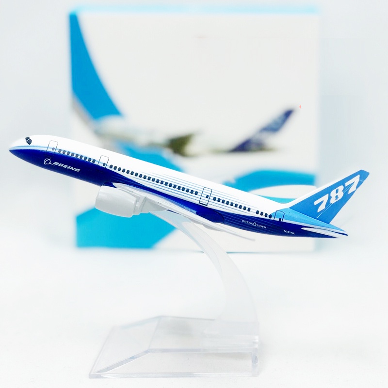 Boeing 787 Model Pesawat Prototype Die-cast Bahan Alloy Ukuran 16CM