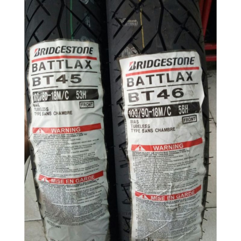 PAKETAN BAN LUAR BATTLAX BRIDGESTONE BT 46 UK 100/80-18 DAN BT 46 UK 100/90-18