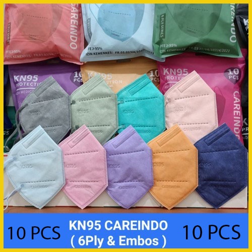 Masker KN95 KN N 95 Earloop 6 Ply 6 Lapisan Tebal kemenkes isi 10 pcs  Maker Premium hijau orange pi