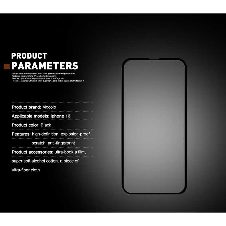 Tempered Glass iPhone 13/Pro/Max/Mini Mocolo Privacy Screen Guard antispy