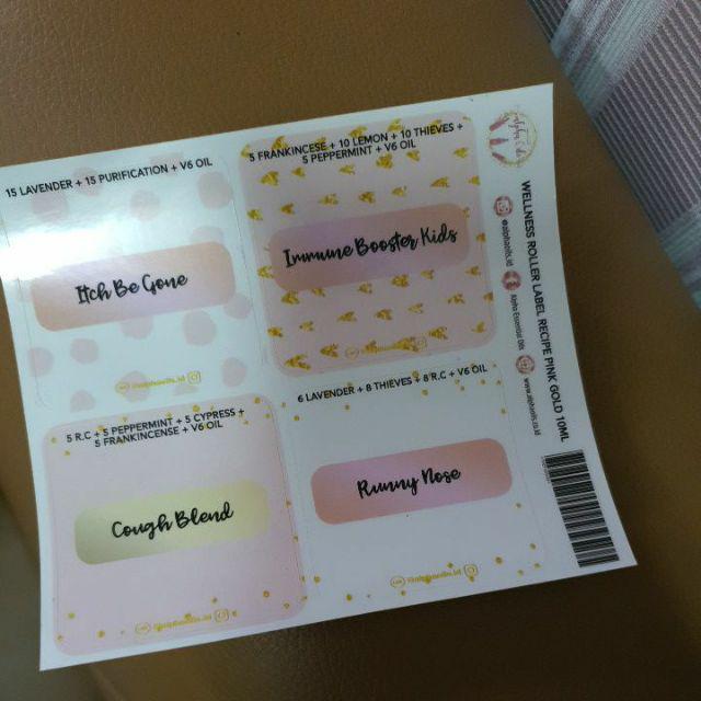 Wellness Roller Stiker Resep Roller Essential Oil 10ml Pink Gold