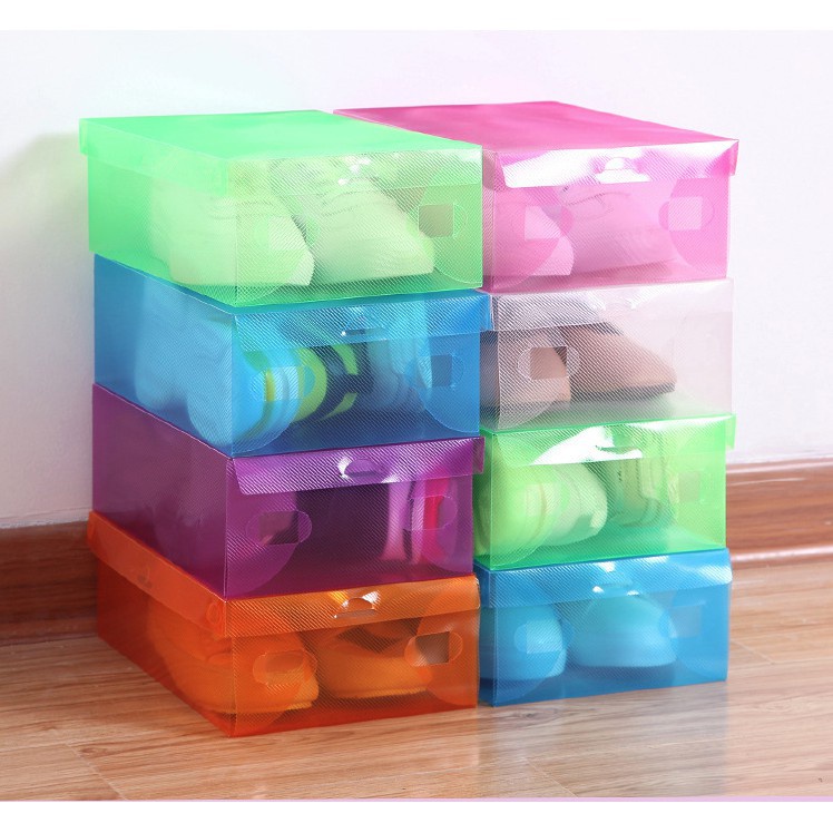 Shoes Box Kotak Sepatu Lipat Transparan Warna Warni Shoes Box Transparant Tempat Simpan Sepatu