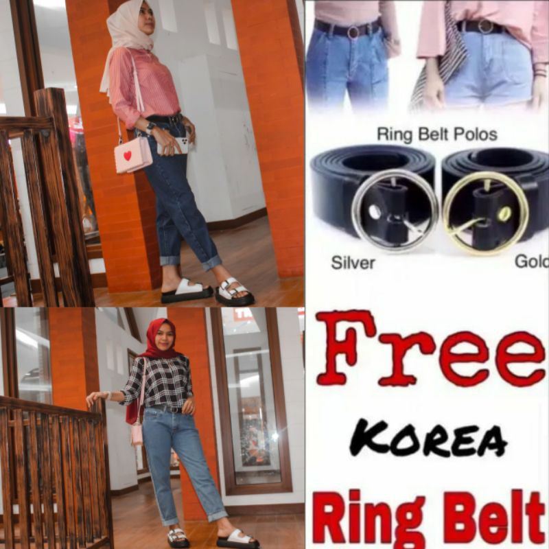 (BISA COD] CELANA JEANS BOYFRIEND SNOW ABG/REMAJA WANITA FREE BELT