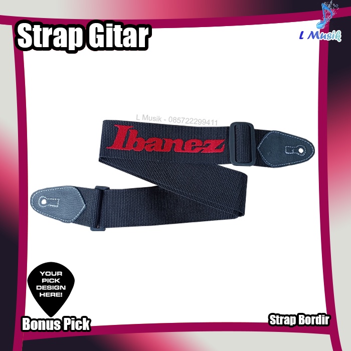 PREMIUM strap gitar bass akustik elektrik bordir