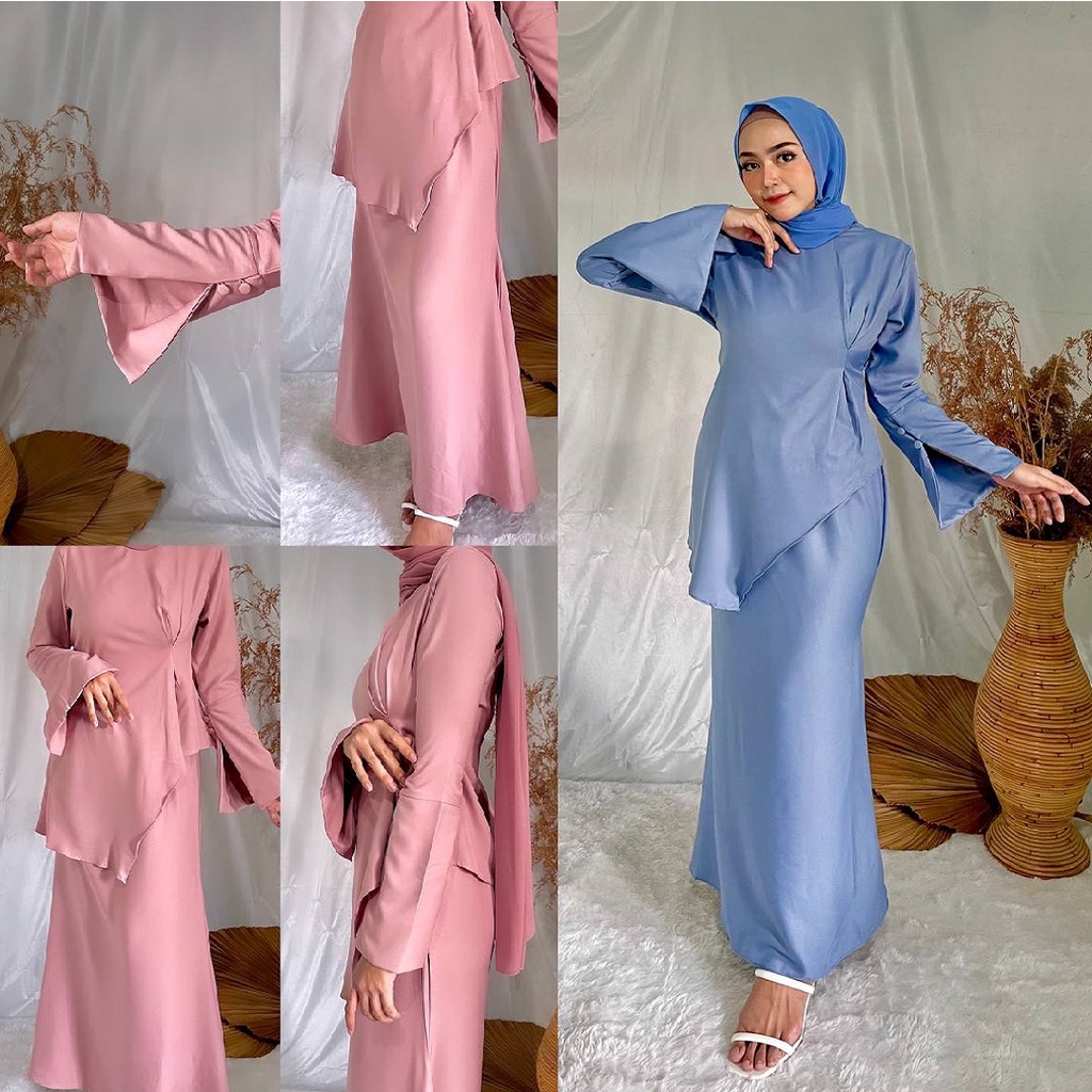 Asila Set Malaysia Baju Kurung Melayu Setelan Pesta Gamis Kondangan Oneset Kebaya Rok mermaid Skirt 
