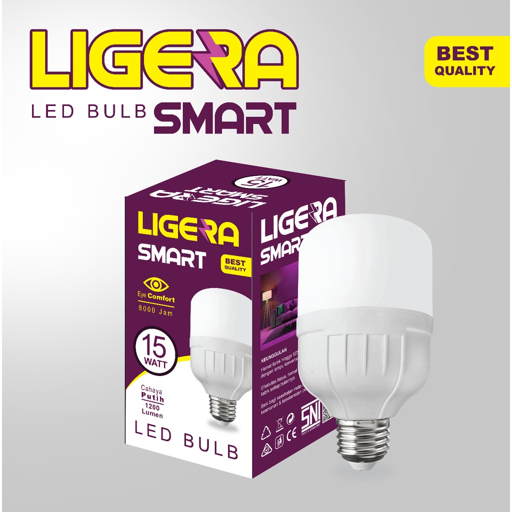 LIGERA Paket Bundling LED Smart 15W Hemat Energi 5 PCS