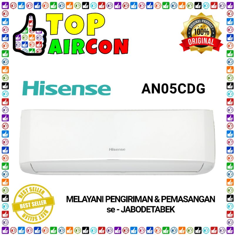 AC HISENSE 1/2 PK AN 05 CDG AC HISENSE 0,5 PK + PASANG INSTALASI