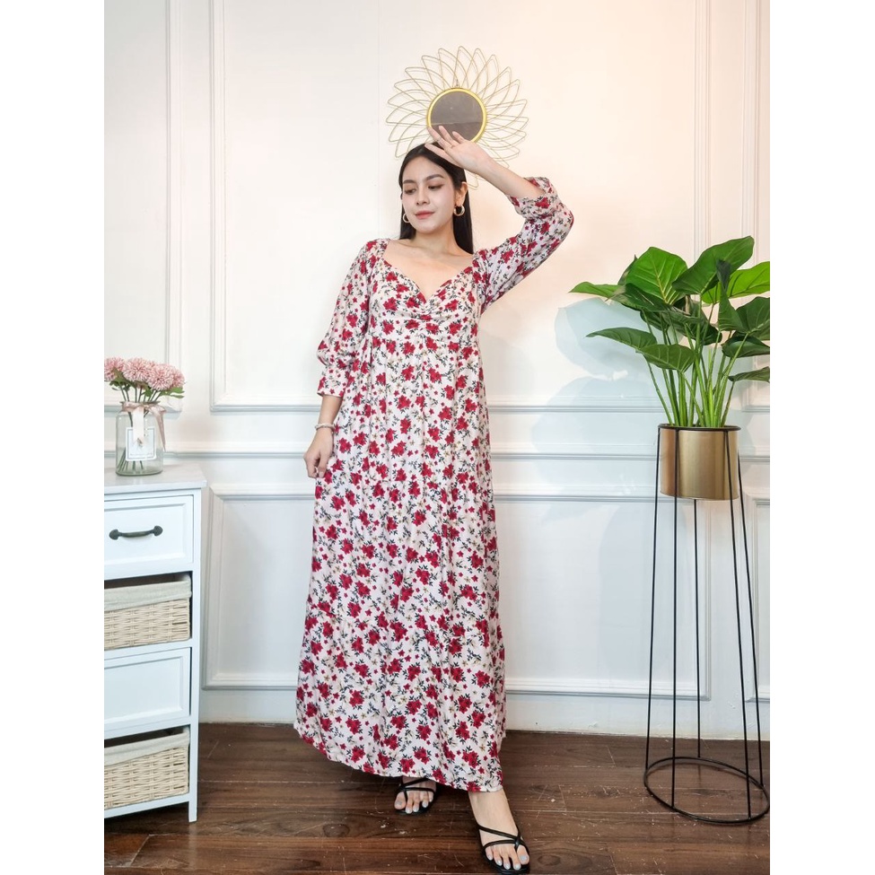 Sweet Honey ~ Daster Bali Dress Bali Gamis Bali Terbaru 2022 Fuji Panjang Motif Bunga Kuma Kuma Bisa