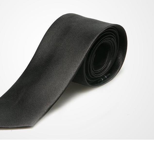 ✿ Dasi Polos Hitam Slim IMPORT Bahan Satin / Dasi Kerja / Dasi Hitam / Dasi Slim / Dasi Formal ➨