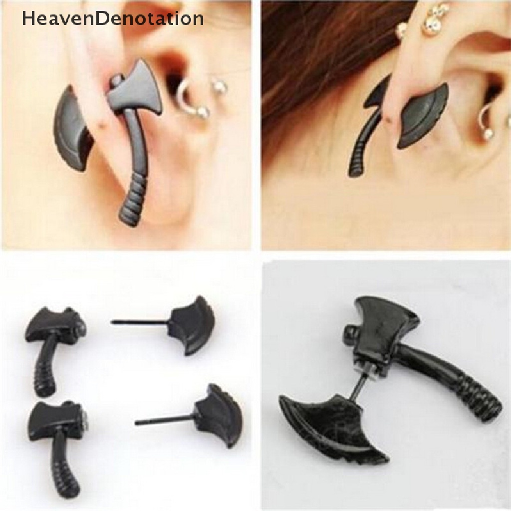 1 Pc Anting Stud Stereoskopik 3d Warna Hitam Gaya Punk Untuk Pria Dan Wanita