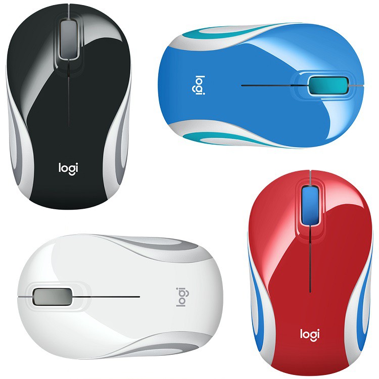 Mouse Wireless Mini Logitech M187 ( White, Black, Blue, Red ) Original