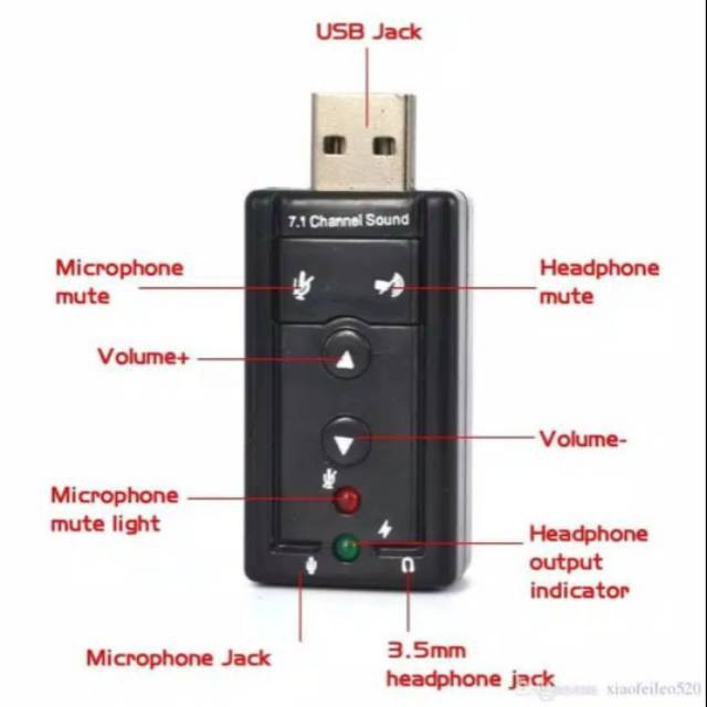 USB Sound 7.1 Channel Adapter External SoundCard USB 2.0 to 3.5mm Headphone Jack Audio