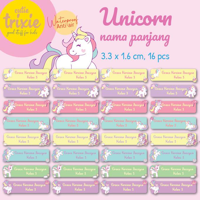 

(BISA COD) Sticker Label Nama Anak Unicorn panjang TERBARU Kode 1297