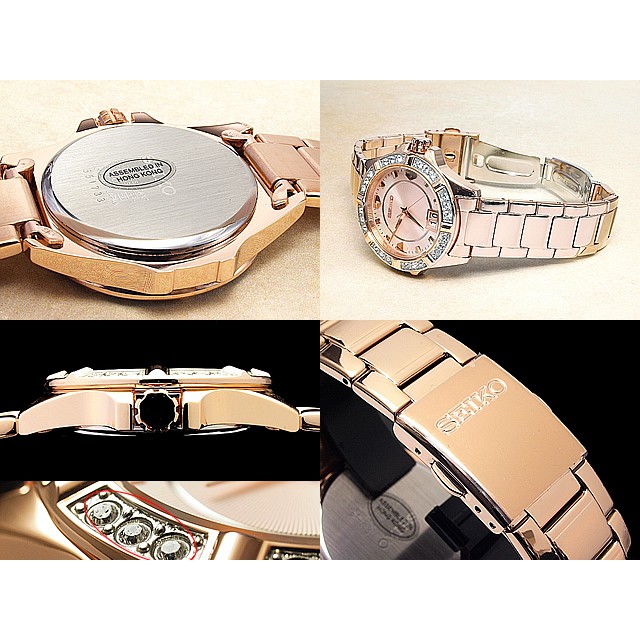 Seiko Ladies SUR802P1 Quartz Swarovski Rose Gold | Jam Waita SUR 802