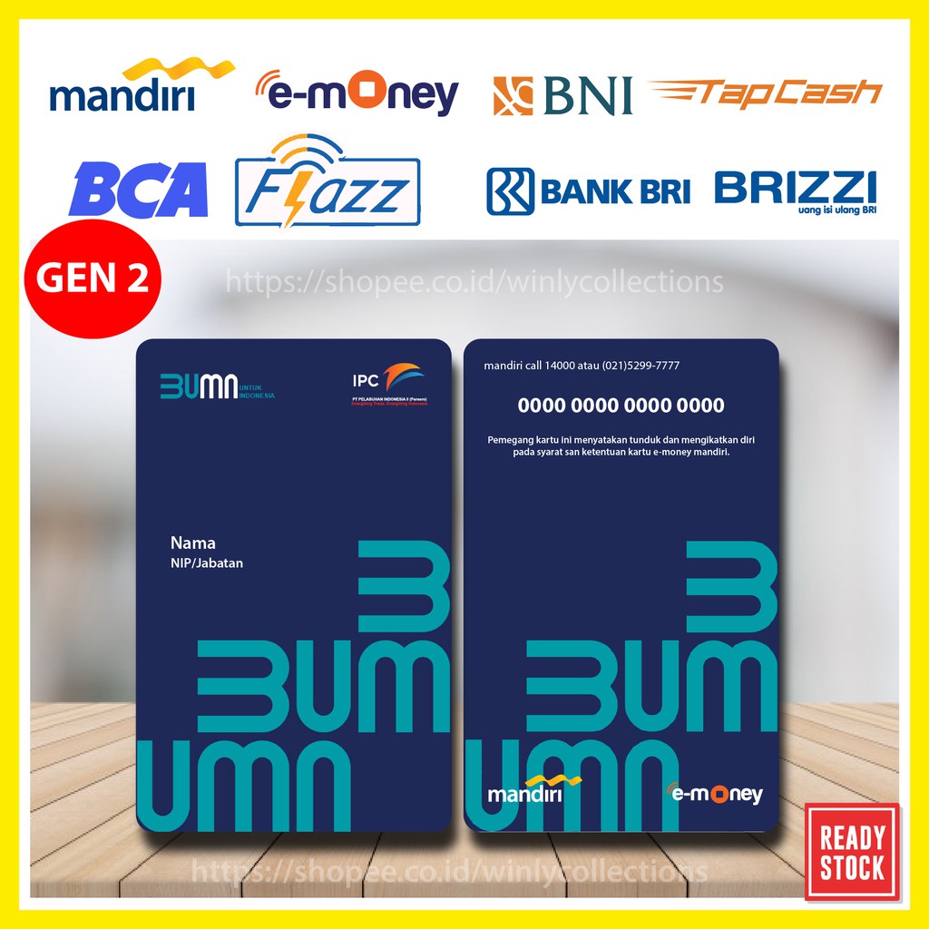 KARTU E MONEY E TOLL NEW ID CARD PEGAWAI IPC EMONEY MANDIRI TAPCASH BRIZZI BUMN BARU -2 SISI