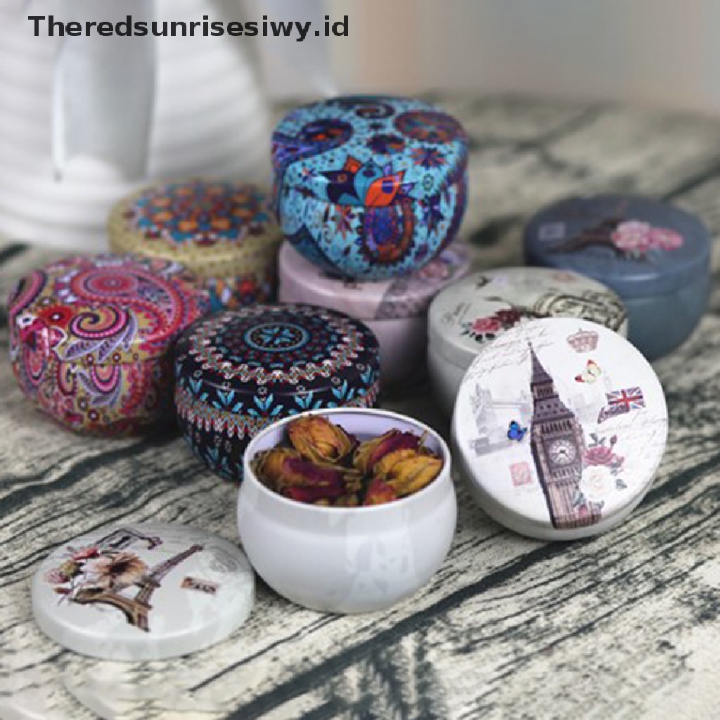 (Theredsunrisesiwy.Id) Kotak Kaleng Penyimpanan Teh / Permen Motif Bunga Retro Untuk Hadiah