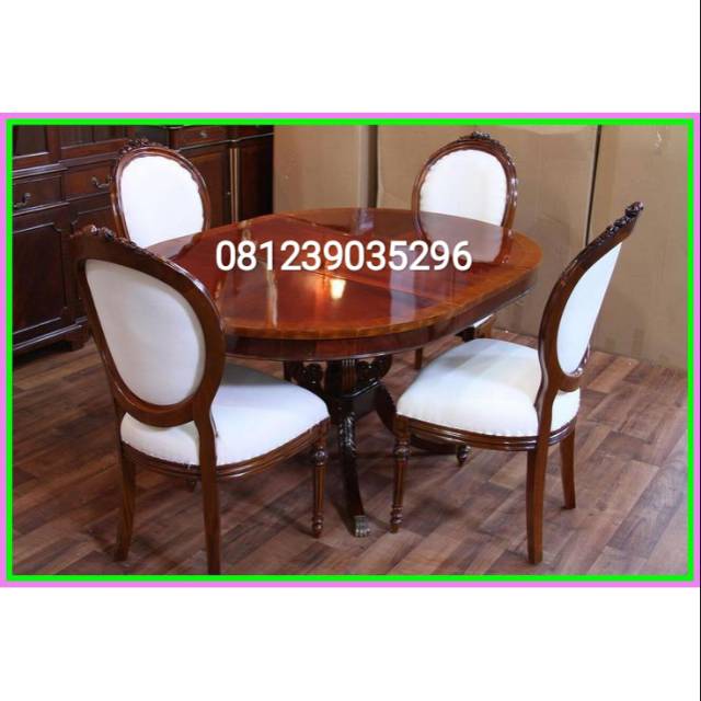 MEJA KURSI MAKAN MEWAH MINIMALIS KURSI 4 KAYU JATI